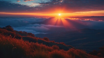 Stunning evening sunset with vibrant colors