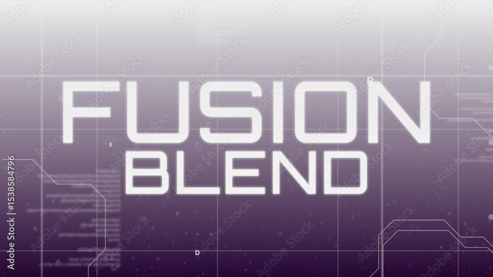Poster animating fusion blend title forming in digital interface featuring drifting code and connector li