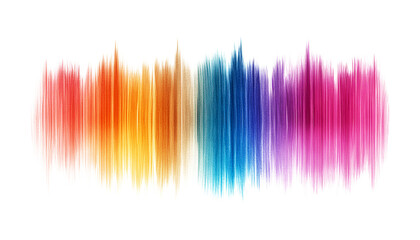 Vertical rainbow ink stroke with vivid color transition on isolated transparent background, png