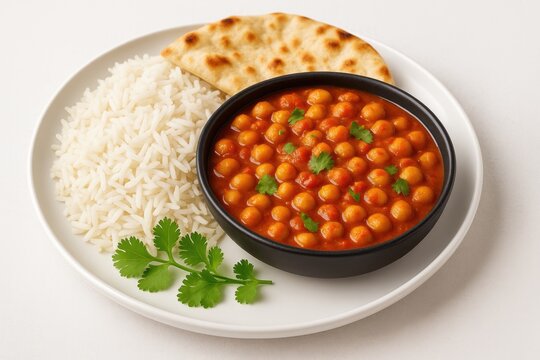 Spiced chickpea curry paired with steamed rice