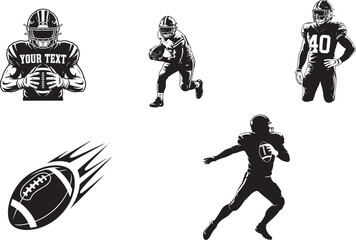 Quarterback Throwing Football Silhouette

American Football Player in Action Vector

Helmet and Ball Silhouette Design

Touchdown Celebration Silhouette Art

Classic Football Game Moment Vector