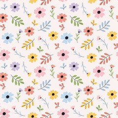 Cute floral seamless pattern background.