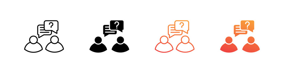 Interview Multiple Style Icon Set Vector 