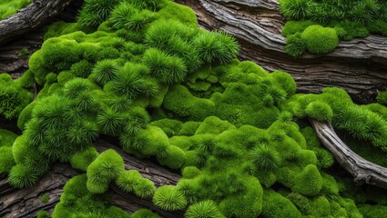 Lush emerald moss in nature