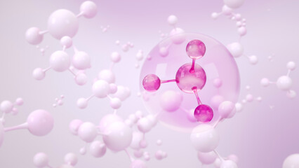 Skincare or perfume technology essence element. Ammonia or NH3 molecule, Nitrogen trichloride or NCl3 molecule, nitrogen trifluoride or NF3 molecule