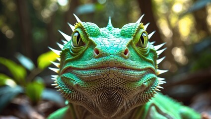 Obraz premium Detailed Shot of a Bearded Dragon's Face