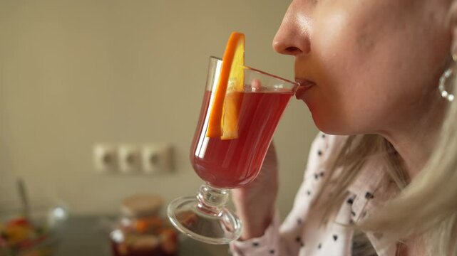 Mulled Wine Woman Orange Winter Holiday Cheer Kitchen Warmth