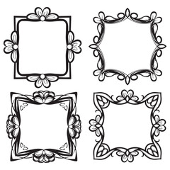Formal Monochrome Decorative Vector Floral Border Packs
