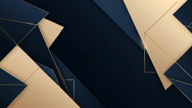 Elegant Dark Blue and Gold Abstract Geometric Video Background Luxury Corporate Presentation Template
