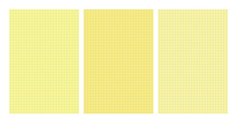 Set of yellow legal pad pages with lined or grid designs © dniprodd