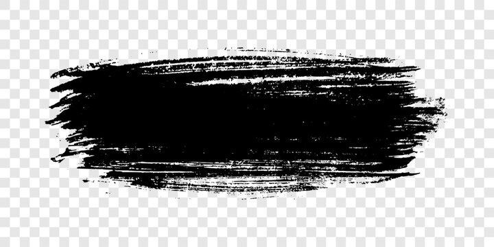 Black brush stroke on transparent background