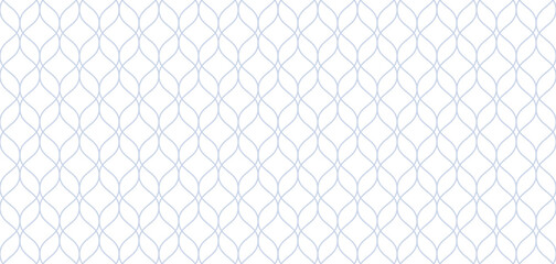 Fototapeta premium Elegant vector seamless pattern in Islamic style. Subtle delicate mesh, grid, lattice, thin curved lines. Abstract geometric ornament. Blue and white background texture. Luxury repeated geo design