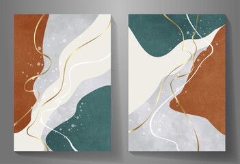 Abstract creative art posters with geometric shapes, textures and lines for interior design. Set of artistic modern trendy backgrounds. Collection of premium art design for cards, cover, banner.