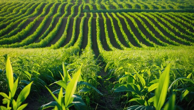 A farmland scene showcasing cultivated crops