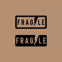 Vector illustration of a broken box symbol with text FRAGILE indicating fragile contents and easily breakable and must be handled with care