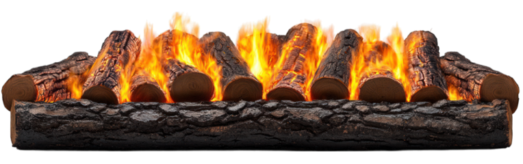 Burning logs in fireplace