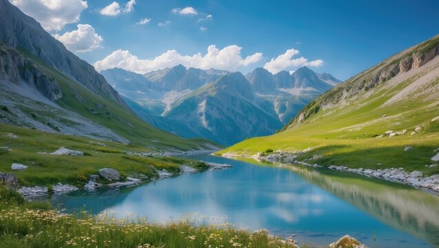 Serene and Stunning Scenery of the Albanian Mountain Range in Theth Valley