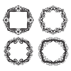 Classic Silhouette Decorative Vector Floral Frames Set Collection
