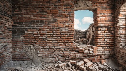 Ancient crumbling brick structure