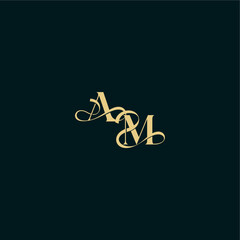 bold concept design elegant and curvy style monogram AM wedding logo initial letter