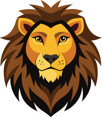 Lion head cartoon, colourful vector art, lion head logo 