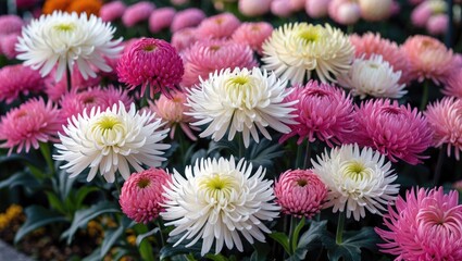 Beautiful Chrysanthemum Blossoms in a Scenic Village in Europe