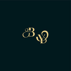 bold concept design elegant and curvy style monogram BY wedding logo initial letter