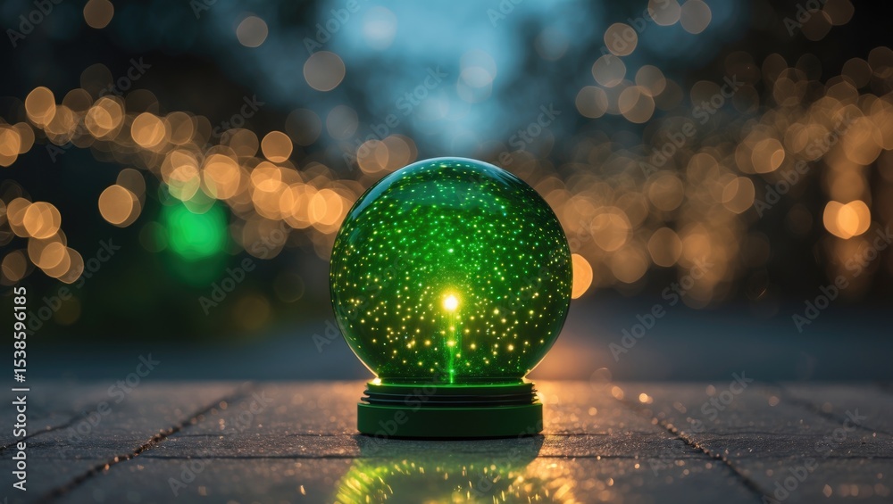 Canvas Prints background featuring a green light bokeh circle