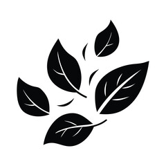 Minimalist black leaves illustration in simple graphic style isolated on white background