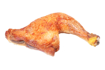 Grilled chicken leg on a white background