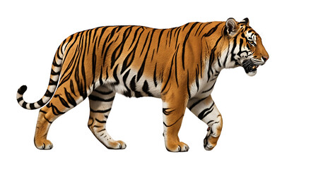 Obraz premium Tiger Walking Isolated on White Background Animal Illustration
