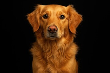 Elegant retriever captured vertically against a dark backdrop