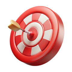 Red and white dartboard target arrow isolated on transparent background