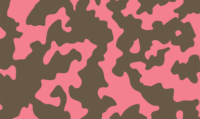 Seamless camouflage pattern in pink and brown tones, perfect for military-inspired designs, streetwear textiles, or digital backgrounds with a modern feminine twist.