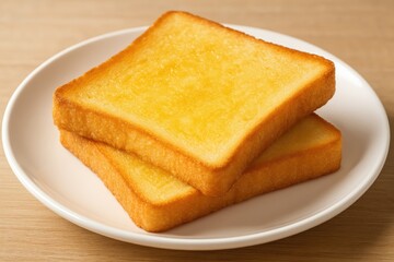 Fototapeta premium Traditional Crispy Buttered Toast with Golden Crispiness, Perfect for a Delicious Breakfast