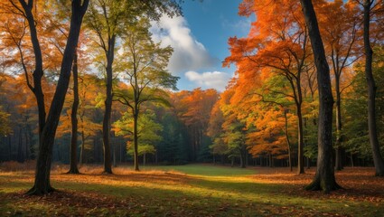 Fall foliage in a woodland scene