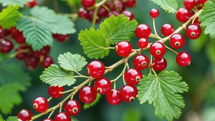 Fototapeta premium Red currant branch illustration