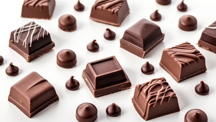 Sweet confectionery treats separated on a plain white backdrop