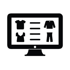 Online fashion store on computer display with clothing items