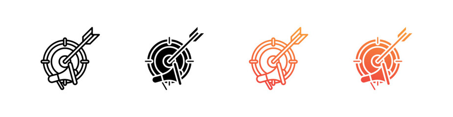 Targeting Multiple Style Icon Set Vector 