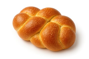 Elegant braided hairstyle on a plain white backdrop