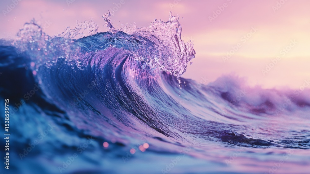 Wall mural purple and blue abstract technology wave background with flowing digital lines and smooth gradient l