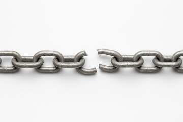 Obraz premium Fragmented link against a plain white backdrop