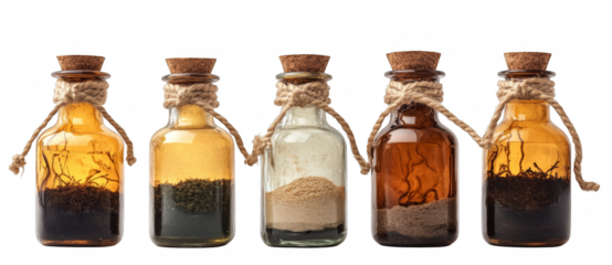 Apothecary Bottles with Different Contents