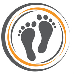 Gray Footprints Orange Gray Circular Design Element