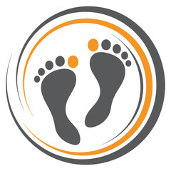 Gray Footprints Orange Circle Abstract Design Graphic 1