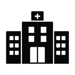 Black hospital building icon vector illustration for healthcare services