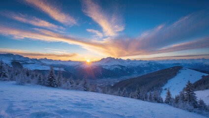 Obraz premium Mountainous scenery with snow-capped peaks