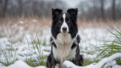 Fototapeta premium Dog with heterochromia showcasing a unique eye color pattern