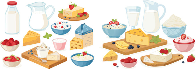 Delicious Dairy Collection &ndash; Flat Style Vector Set